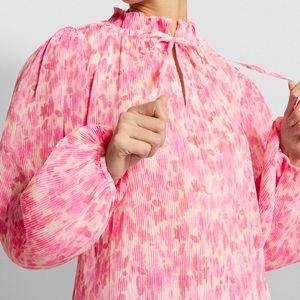 GANNI floral plisse georgette blouse